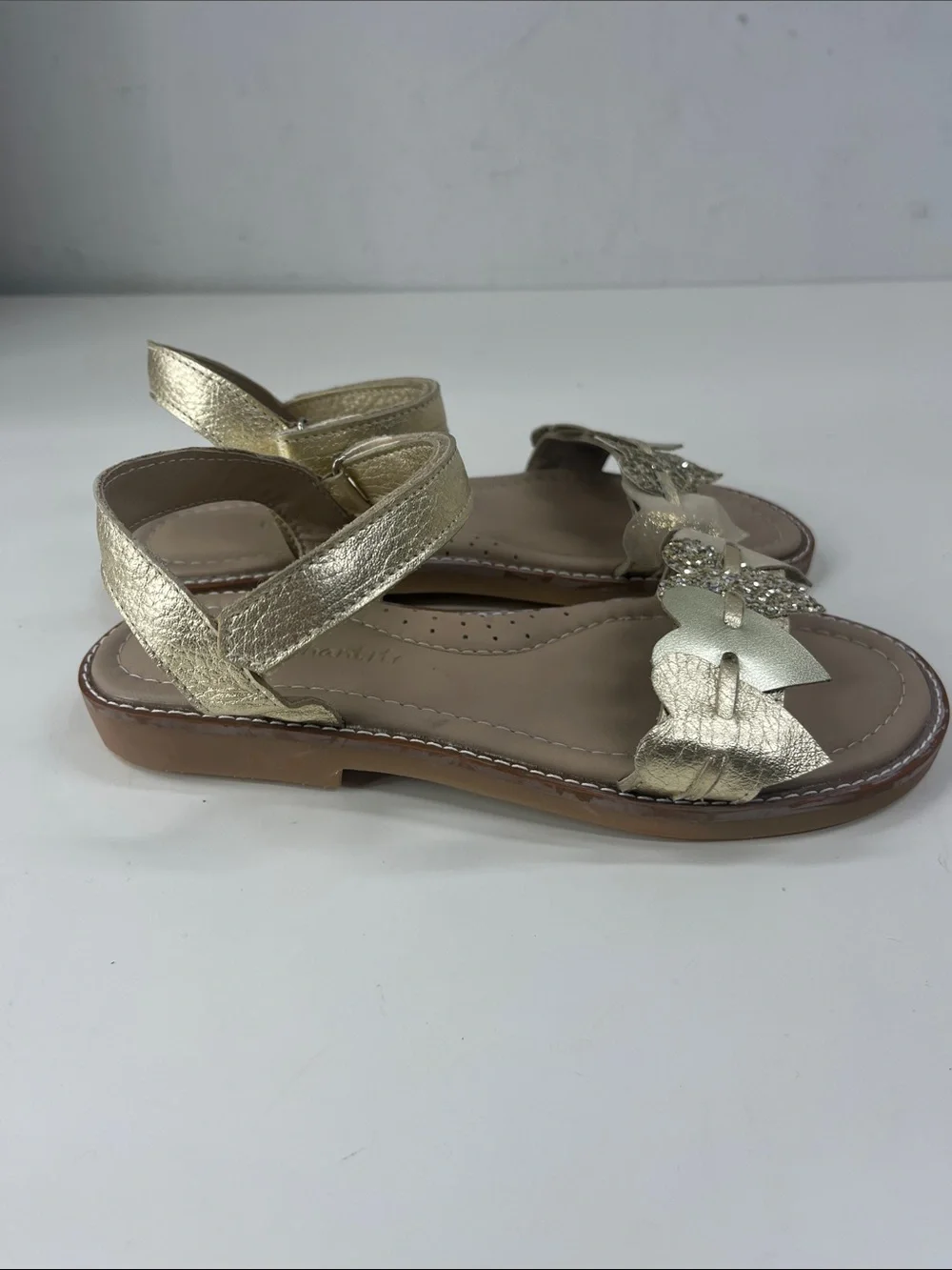 New ELEPHANTITO Caro Cuore Kids Heart Sandals in Gold Leather Size 2